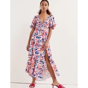 for love and lemons bridget midi dress For Love & Lemons Bridget Midi White Green Dress Floral Puff Size S